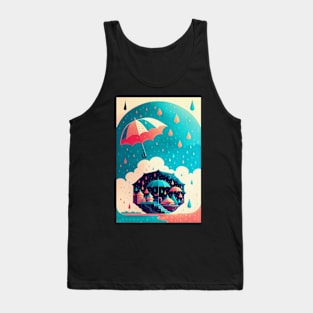 Umbrellas and Rain Drops Tank Top